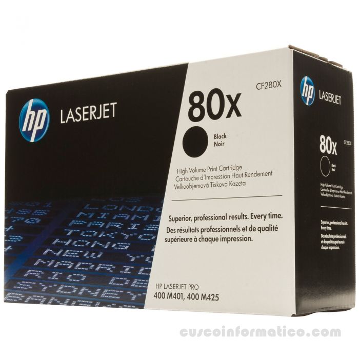 Cartucho de toner HP 80X, tecnologia laser, color negro.